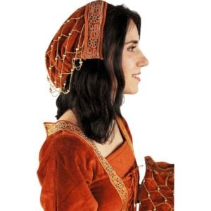 Elaine Noble Lady's Velvet Bonnet - Terracotta
