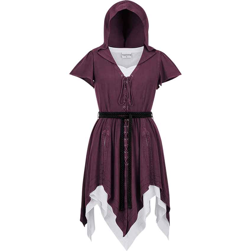 Robyn Short Hooded Medieval Dress with Chemise - Deadly Nightshade