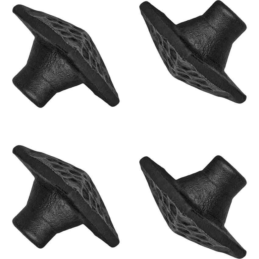 Hand Forged Iron Square Knobs - Set of 4