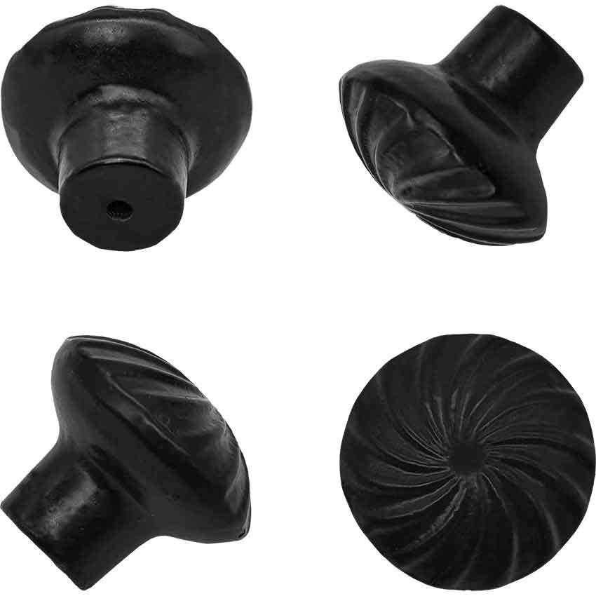 Hand Forged Iron Round Knobs - Set of 4