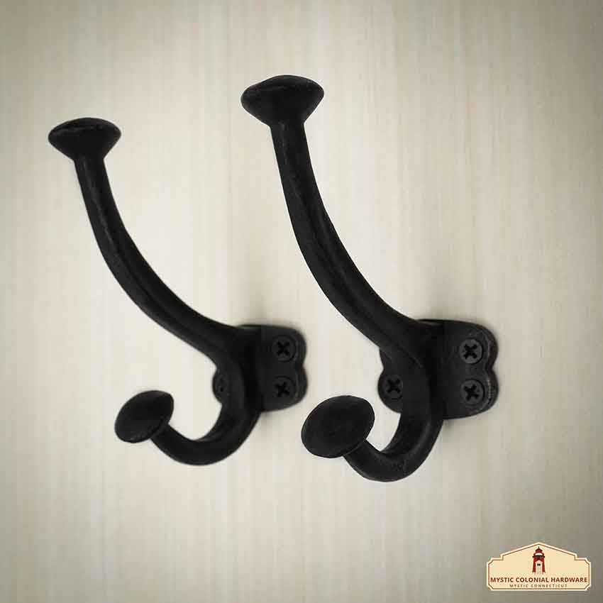 Vintage Style Cast Iron Wall Hooks - Set of 2