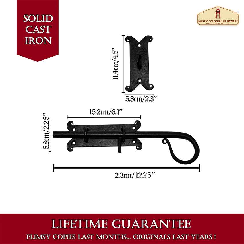 Primitive Flush Surface Bolt with Sliding Pin 12 Inch