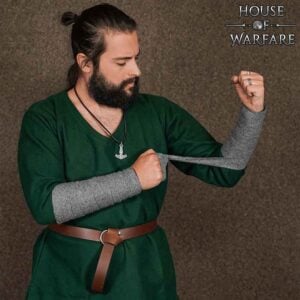 Canvas Viking Arm Wraps with Brooches - Grey