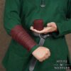 Woolen Arm Wraps with Brooches - Dark Red