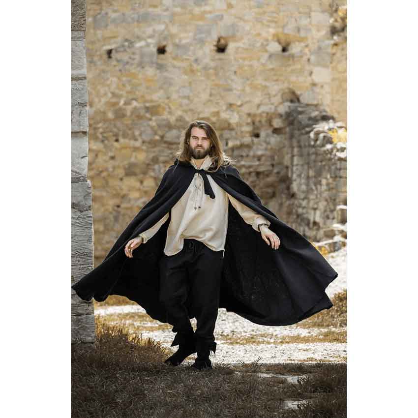 Elinor Classic Medieval Cloak - Black