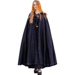 Alma Embroidered Wool Cloak - Blue