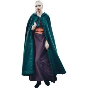 Alma Embroidered Wool Cloak - Green