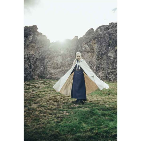 Alma Embroidered Wool Cloak - Natural
