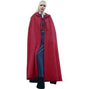 Alma Embroidered Wool Cloak - Red