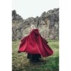 Alma Embroidered Wool Cloak - Red