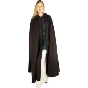 Gesa Embroidered Cloak with Clasp - Brown