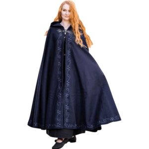 Gesa Embroidered Cloak with Clasp - Blue