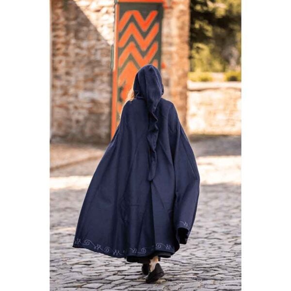 Gesa Embroidered Cloak with Clasp - Blue