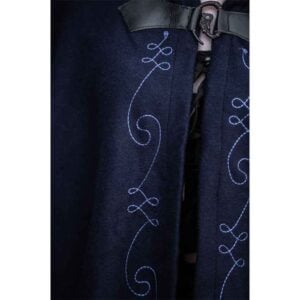 Gesa Embroidered Cloak with Clasp - Blue