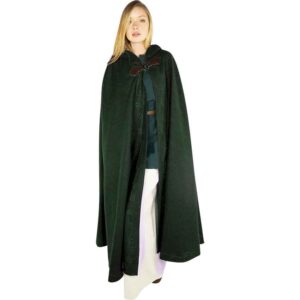 Gesa Embroidered Cloak with Clasp - Green