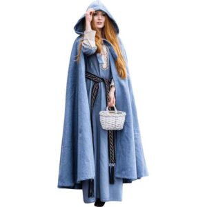 Mila Hooded Medieval Cloak - Dove Blue