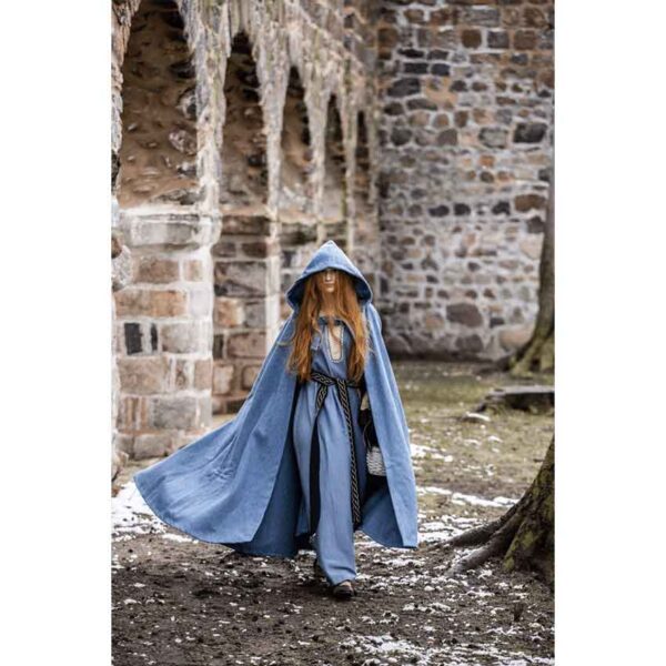 Mila Hooded Medieval Cloak - Dove Blue