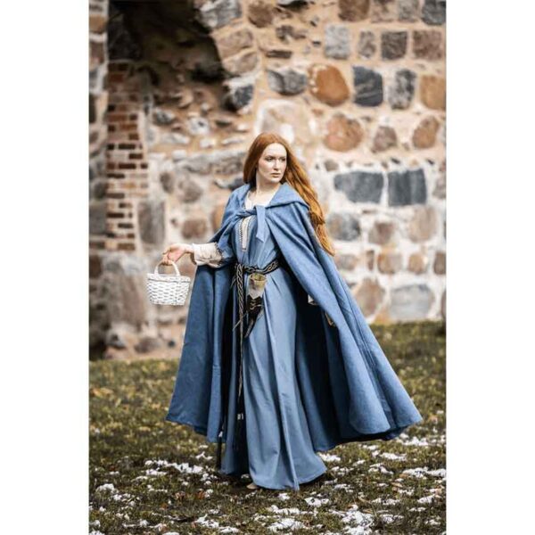 Mila Hooded Medieval Cloak - Dove Blue