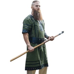 Rollo Leather Trim Viking Tunic - Green