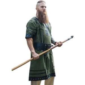 Rollo Leather Trim Viking Tunic - Green