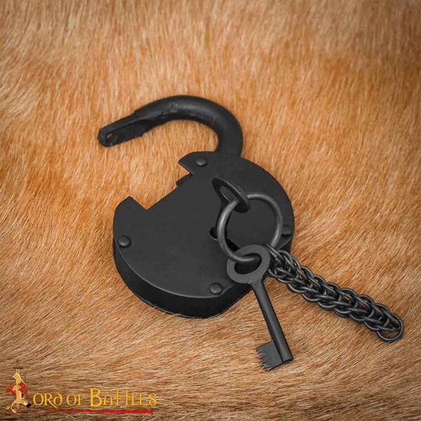 Pirate Hand-Forged Iron Padlock with Keys
