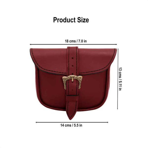 Knotwork Buckle Celtic Leather Belt Bag - Maroon