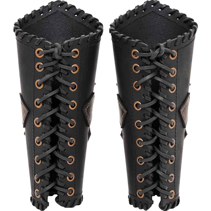 Fantasy Leather Bracers - Black
