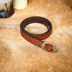Celtic Knotwork Leather Belt - Brown