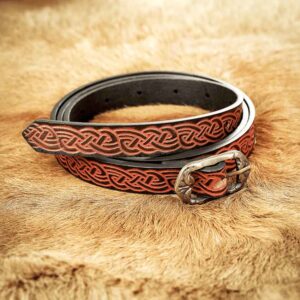 Celtic Knotwork Leather Belt - Brown
