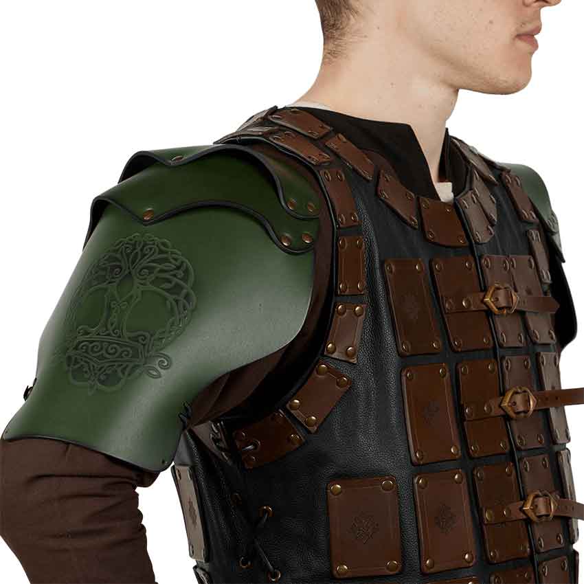 Tree of Life Leather Pauldron - Green