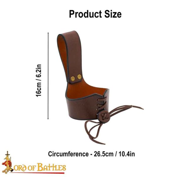 Leather Drinking Horn Holder - Brown