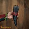Leather Drinking Horn Holder - Maroon