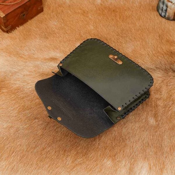 Embossed Celtic Cross Leather Bag - Green