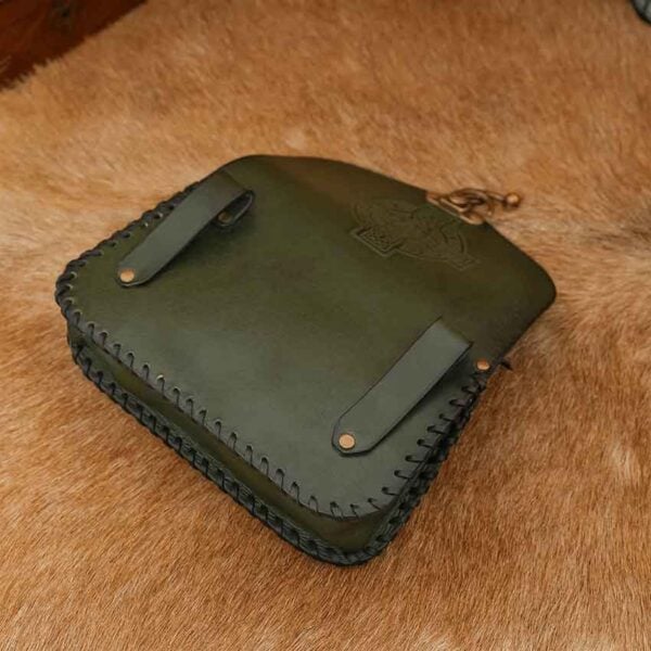 Embossed Celtic Cross Leather Bag - Green