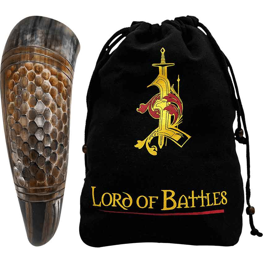 Viking Drinking Horn with Engraved Honeycomb