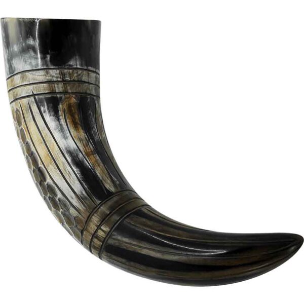 Viking Drinking Horn with Engraved Honeycomb