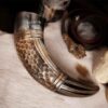 Viking Drinking Horn with Engraved Honeycomb