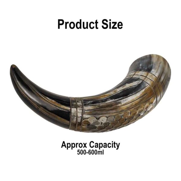 Viking Drinking Horn with Engraved Honeycomb
