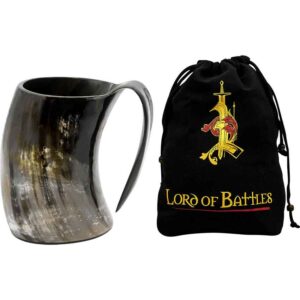 Large Viking Ox Horn Tankard Mug