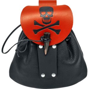 Skull and Crossbones Pirate Belt Bag - Black and Red