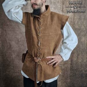 Diego Suede Leather Jerkin - Brown