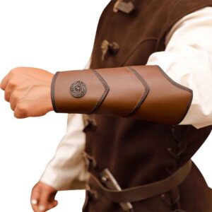 Svend Northern Warrior Leather Bracers - Brown