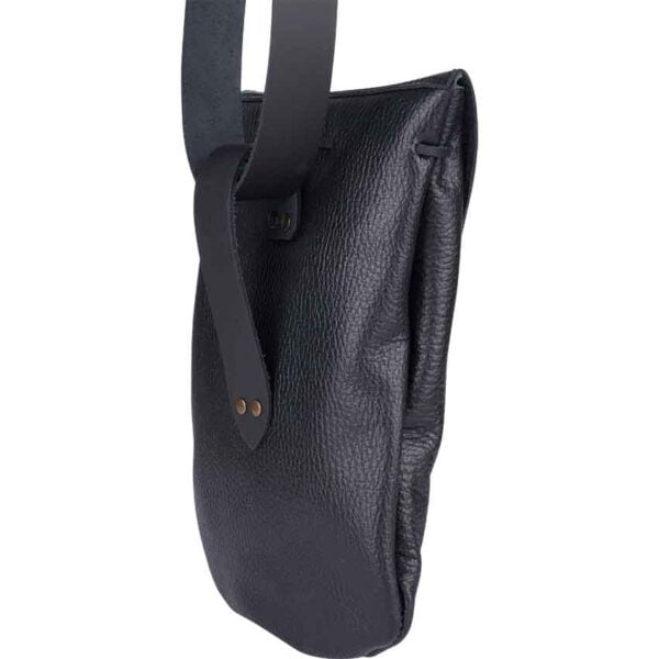 Adventurer's Leather Shoulder Bag - Black