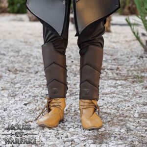 Svend Northern Warrior Leather Greaves - Brown