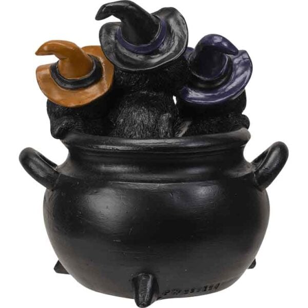 Black Kittens in Cauldron Statue