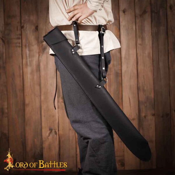Leather LARP Sword Scabbard - Black