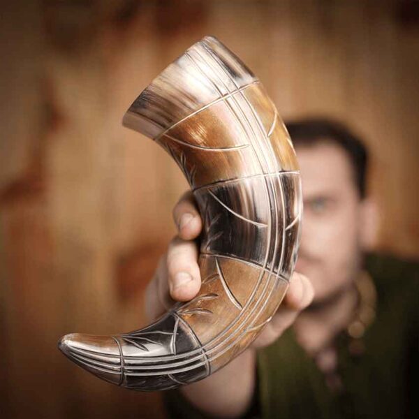 Engraved Viking Drinking Horn