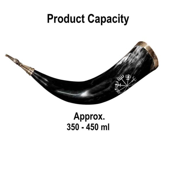 Engraved Vegvisir Viking Drinking Horn