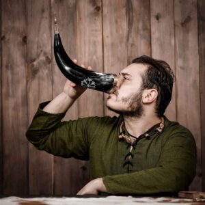 Engraved Vegvisir Viking Drinking Horn