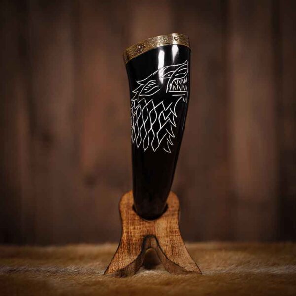 Engraved Fenrir Viking Drinking Horn